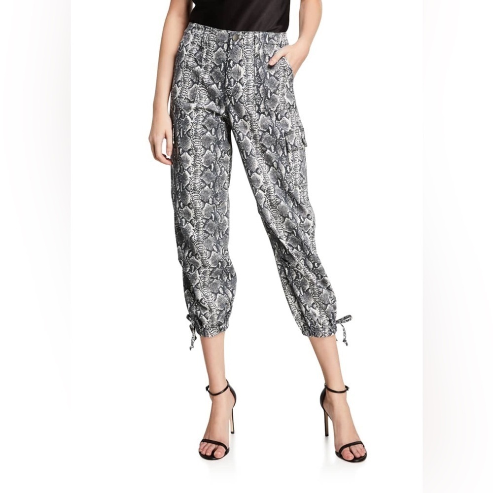 Alice + Olivia Women's Snakeskin Cargo Jogger Pants Crop Ankle 25
